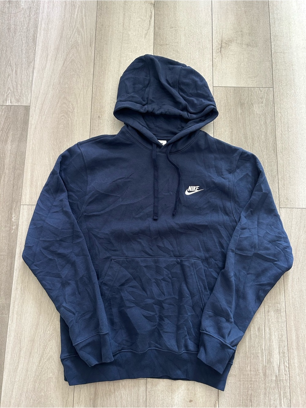 Nike Men's Navy Pullover Hoodie with White Swoosh